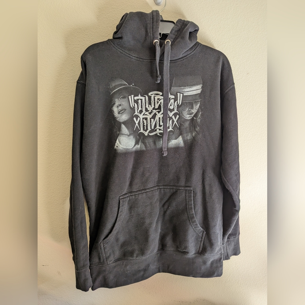 Authentic Dyse One Men's Medium Black Pullover Hoodie Sweatshirt Chola Skull
